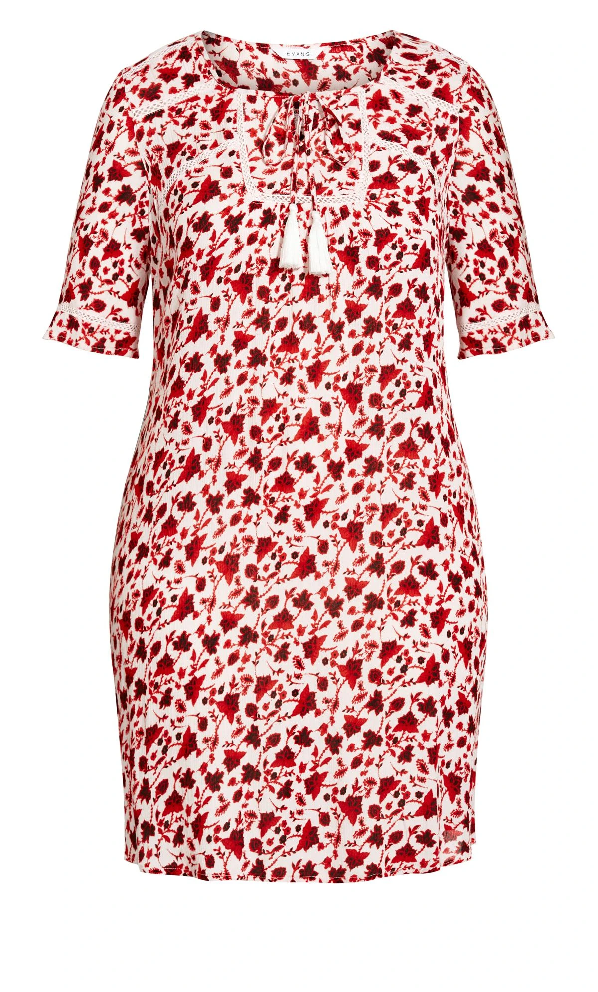 Evans White & Red Floral Mini Dress 5 Evans White & Red Floral Mini Dress - Image 5