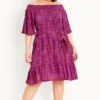 Evans Purple Tile Print Bardot Mini Dress
