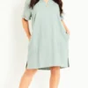 Evans Sea Green Linen Tunic Dress