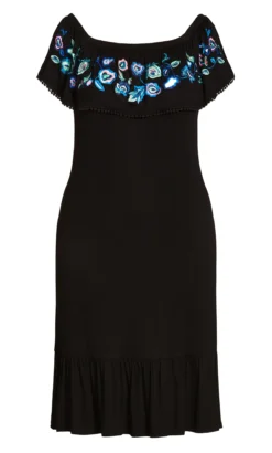 Evans Black Embroidered Frill Midi Dress 6 Evans Black Embroidered Frill Midi Dress -Bold Fit Store 04M17LBLK 3