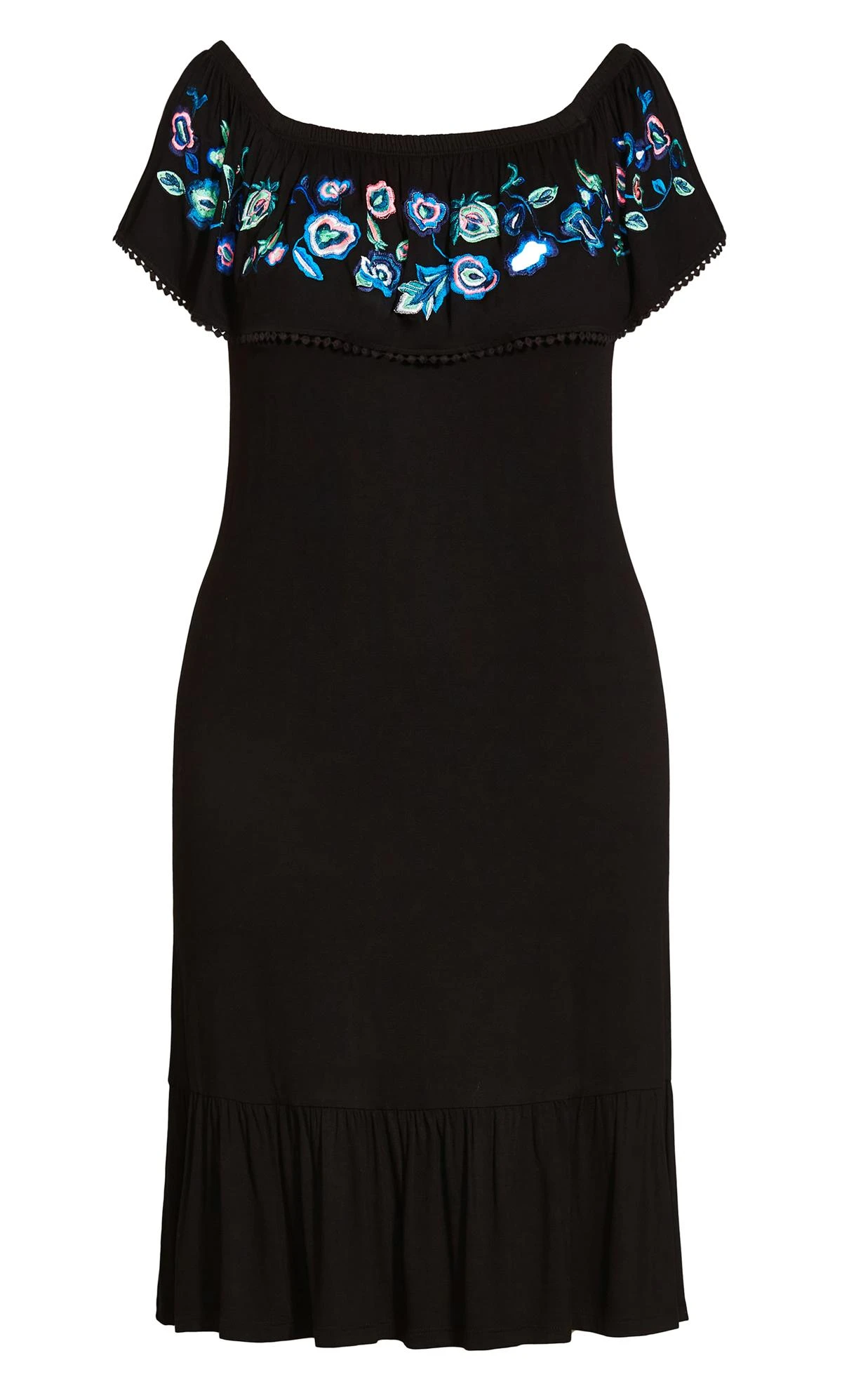 Evans Black Embroidered Frill Midi Dress 3 Evans Black Embroidered Frill Midi Dress - Image 3