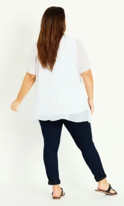 Evans Ivory & Pink Polka Dot Cold Shoulder Top -Bold Fit Store 08A66LIVR 3