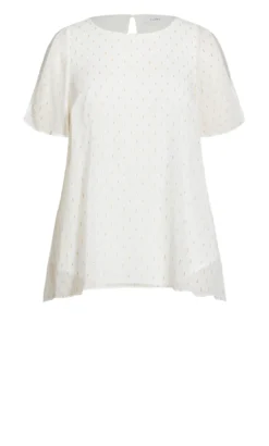 Evans Ivory & Pink Polka Dot Cold Shoulder Top -Bold Fit Store 08A66LIVR 4