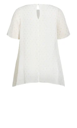 Evans Ivory & Pink Polka Dot Cold Shoulder Top -Bold Fit Store 08A66LIVR 5