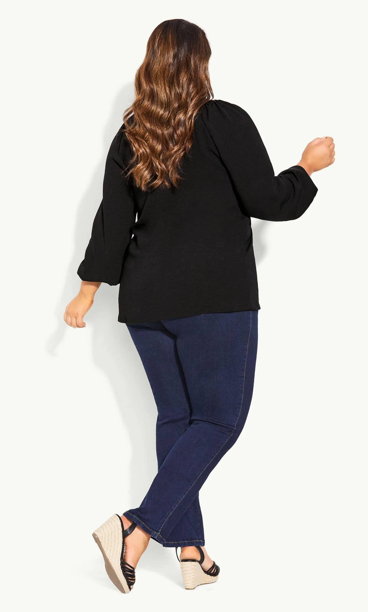 Evans Black Ruffle Neck Blouse 3 Evans Black Ruffle Neck Blouse - Image 3