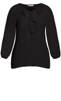 Evans Black Ruffle Neck Blouse 8 Evans Black Ruffle Neck Blouse -Bold Fit Store 08A77MBLK 4