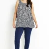 Evans Black & Blue Animal Print Vest Top