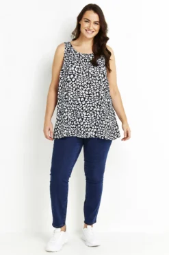 Evans Black & Blue Animal Print Vest Top