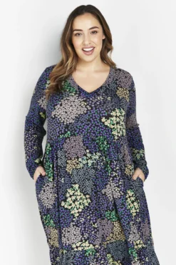 Evans Black Patchwork Floral Smock Midi Dress -Bold Fit Store 0 4 04E42LMUL 3