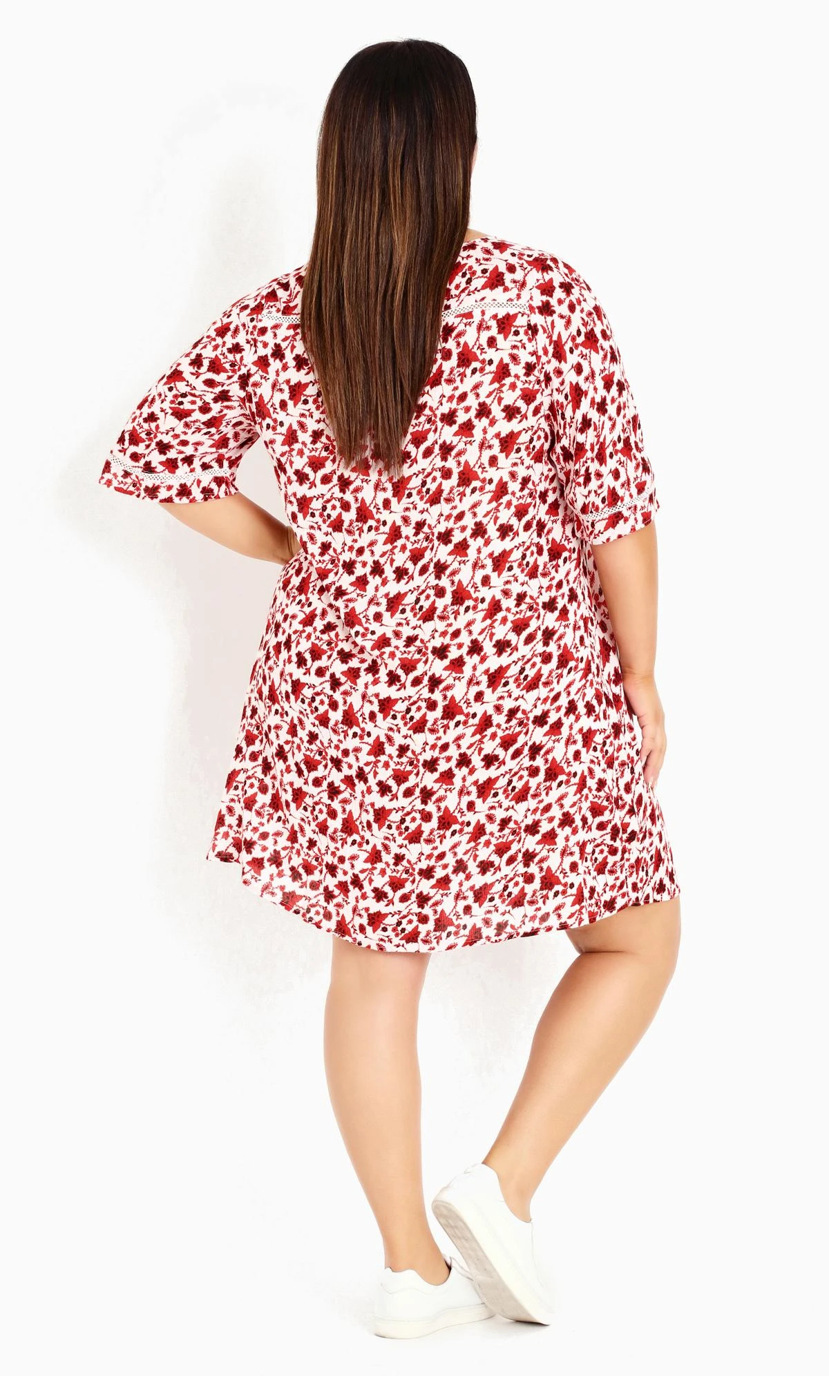 Evans White & Red Floral Mini Dress 4 Evans White & Red Floral Mini Dress - Image 4