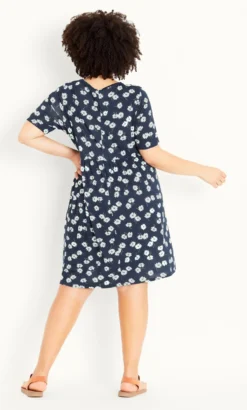 Evans Navy Floral Smock Dress -Bold Fit Store 0 4 04c14pmul 3