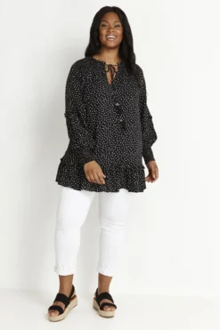 Evans Black Heart Tie Neck Blouse -Bold Fit Store 11P46ENVY 3