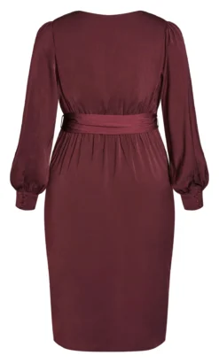City Chic Burgundy Red Satin Tie Waist Wrap Midi Dress -Bold Fit Store 124ec5c8 f857 4c 600618 L5