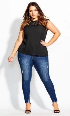 City Chic Black Lace Top