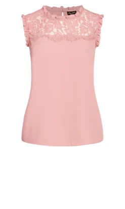 City Chic Blush Pink Lace Detail Sleeveless Top -Bold Fit Store 150511ROSEPINK 4