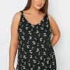 Evans Black Shoulder Knot Printed Top