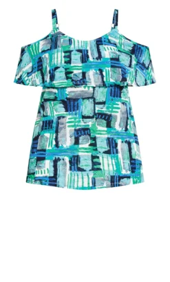 Avenue Blue Mixed Print Cold Shoulder Top -Bold Fit Store 1d7e76ee 7af0 42 611363 L5