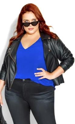 City Chic Blue Cold Shoulder Top