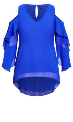 City Chic Blue Cold Shoulder Top -Bold Fit Store 200005COBALT 5