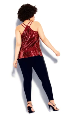 City Chic Crimson Red Sequin Cami Top -Bold Fit Store 200463RUBY 3