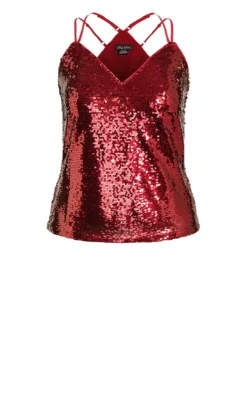 City Chic Crimson Red Sequin Cami Top -Bold Fit Store 200463RUBY 6