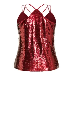 City Chic Crimson Red Sequin Cami Top -Bold Fit Store 200463RUBY 7