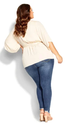 City Chic Ivory Ruched Wrap Top -Bold Fit Store 200734VANILLA 4