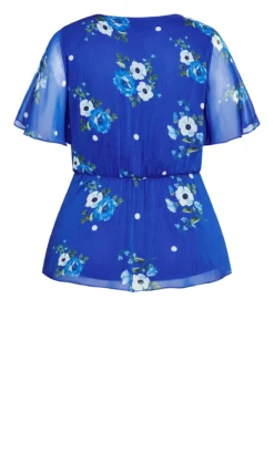 City Chic Blue Floral Satin Wrap Top -Bold Fit Store 201020BLUEFLORAL 5