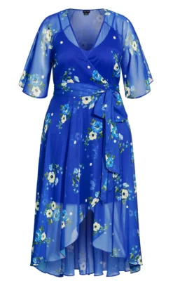 City Chic Cobalt Blue Floral Wrap Dress -Bold Fit Store 201035BLUEFLORAL 3