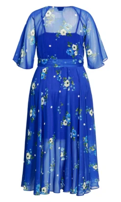 City Chic Cobalt Blue Floral Wrap Dress -Bold Fit Store 201035BLUEFLORAL 4