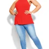 City Chic CCX Red Ribbed Halterneck Vest Top