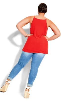 City Chic CCX Red Ribbed Halterneck Vest Top -Bold Fit Store 201108RED 13