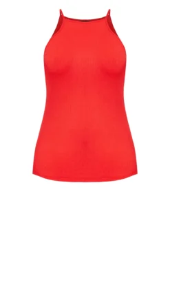 City Chic CCX Red Ribbed Halterneck Vest Top -Bold Fit Store 201108RED 14