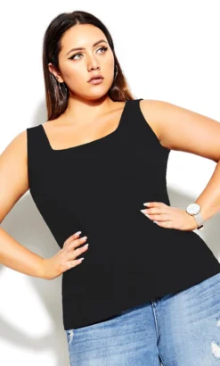 City Chic Black Square Neck Cami -Bold Fit Store 201110BLACK 4