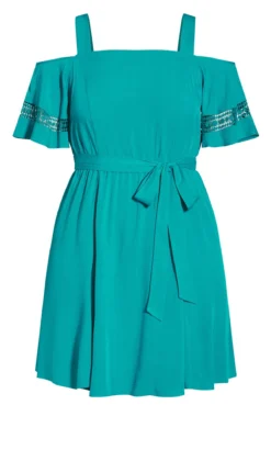 City Chic Blue Trim Shoulder Dress -Bold Fit Store 201765AQUA 3