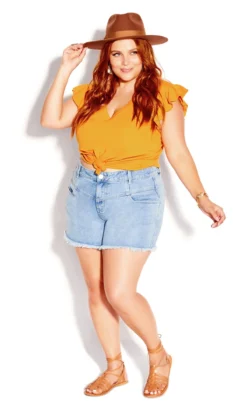 City Chic Honey Cami With Frill Sleeves -Bold Fit Store 201991HONEY 2