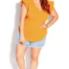 City Chic Honey Cami With Frill Sleeves