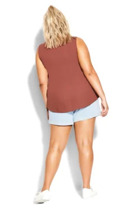 City Chic Rust Orange Sleeveless Blouse -Bold Fit Store 202171CINNAMON 3