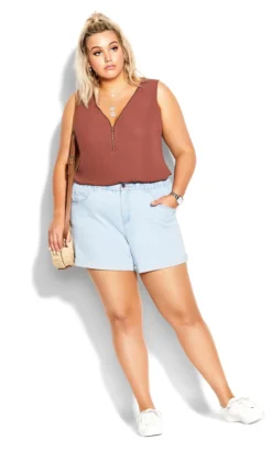 City Chic Rust Orange Sleeveless Blouse -Bold Fit Store 202171CINNAMON 4