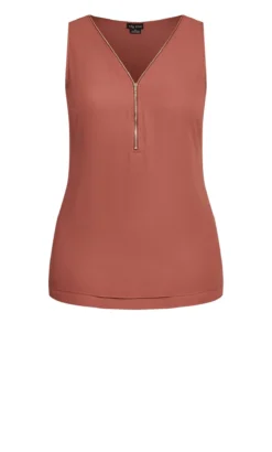 City Chic Rust Orange Sleeveless Blouse -Bold Fit Store 202171CINNAMON 5