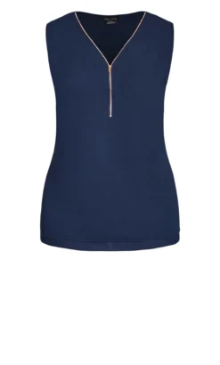City Chic Navy Blue Zip Front Vest Top -Bold Fit Store 202171NAVY 4