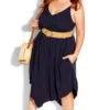 City Chic Navy Blue Hanky Hem Sundress
