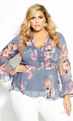 City Chic Periwinkle Blue Floral Crochet Detail Blouse 12 City Chic Periwinkle Blue Floral Crochet Detail Blouse -Bold Fit Store 202959FLORENCE 1