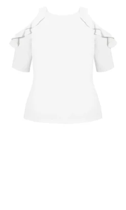 City Chic White Frill Trim Cold Shoulder Blouse -Bold Fit Store 202973IVORY 5