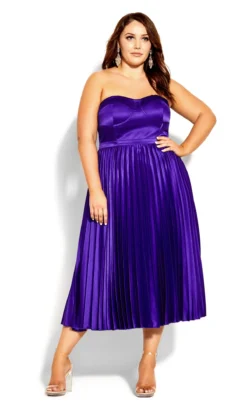 City Chic Purple Satin Corset Midi Dress