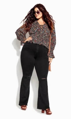 City Chic CCX Black Floral Print Gypsy Top 7 City Chic CCX Black Floral Print Gypsy Top -Bold Fit Store 20321770SDITSY 1