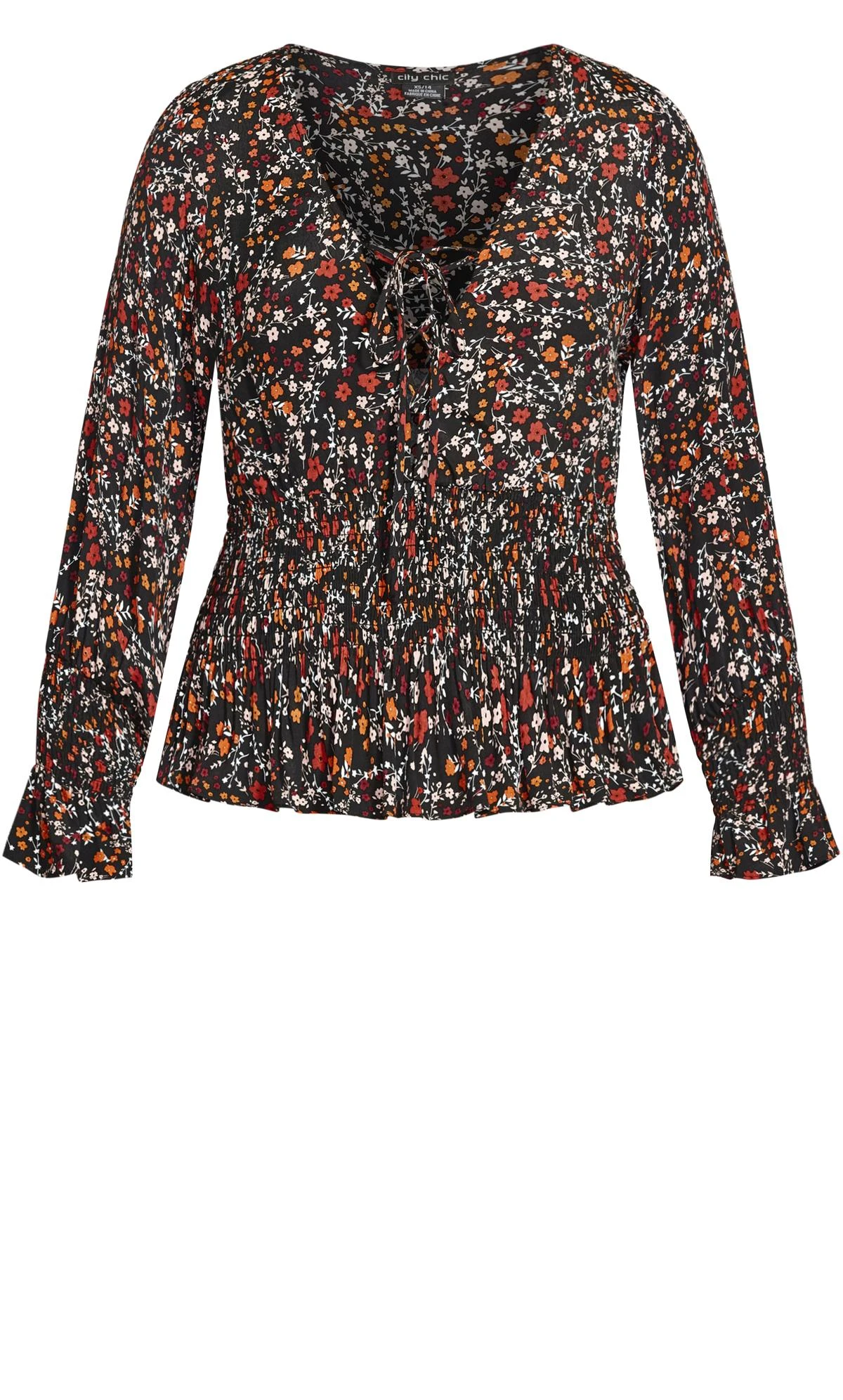 City Chic CCX Black Floral Print Gypsy Top 4 City Chic CCX Black Floral Print Gypsy Top - Image 4
