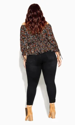 City Chic CCX Black Floral Print Bardot Top -Bold Fit Store 20322070SDITSY 3