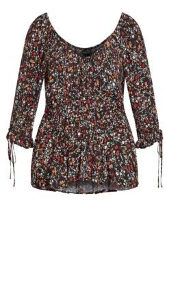 City Chic CCX Black Floral Print Bardot Top -Bold Fit Store 20322070SDITSY 6