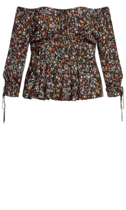City Chic CCX Black Floral Print Bardot Top -Bold Fit Store 20322070SDITSY 8